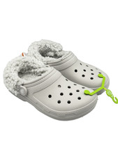 Crocs Classic Fleece Lined Clog Light Gray Men s 6 Womens 8-Fuzzy Brand New