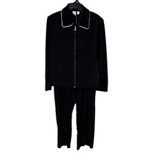 St. John Sport by Marie Gray Velour Black Jacket  Pants Set Size Medium