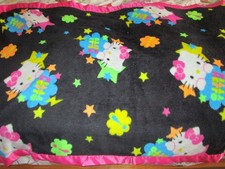 HTF VINTAGE HELLO KITTY BLACK CRIB BLANKET WI...
