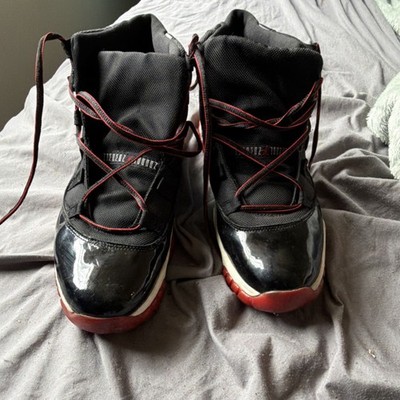 Jordan Air Jordan 11 Retro Bred Black Red Patent Leather High Top Sneaker Men