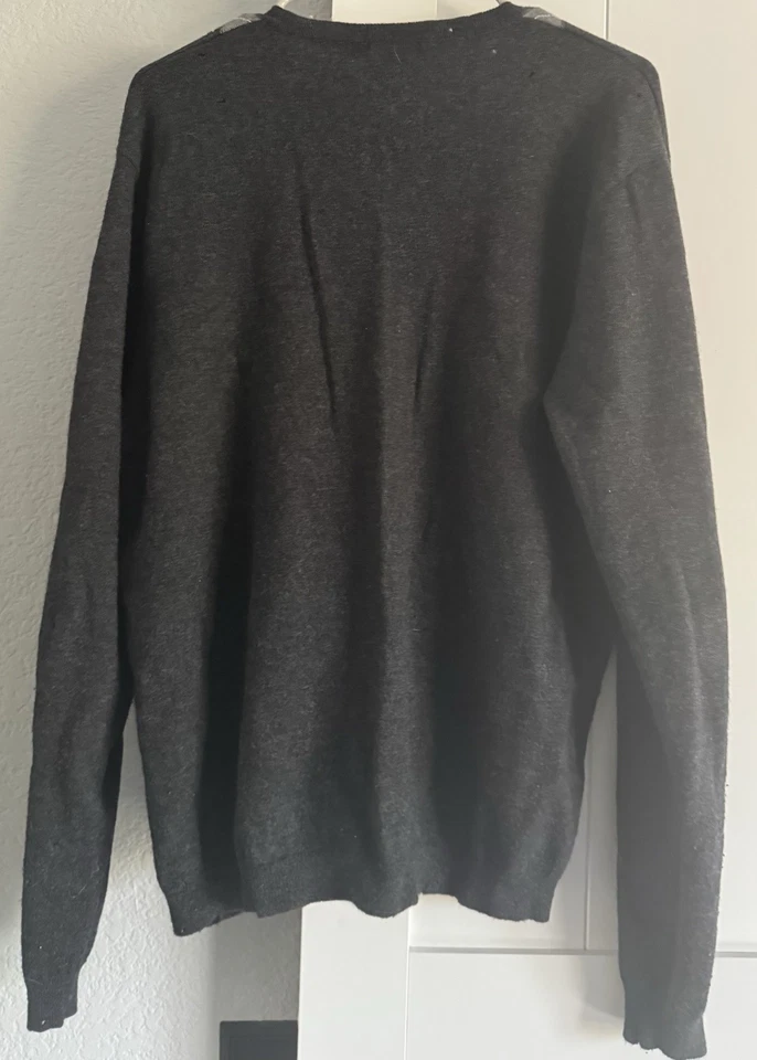 Винтажный пуловер Garret Scott XL MerinoWool темно-серый Argyle свитер с небольшими отверстиями - Изображение 2 из 3