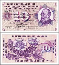 Switzerland 10 Francs, 1955-1977, P-45, Used