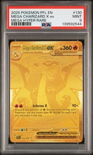 2025 POKEMON PFL EN-PHANTASMAL FLAMES MEGA HYPER RARE MEGA CHARIZARD X EX PSA 9