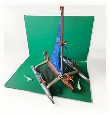Vintage 1995 Kenner WATERWORLD Zestaw do zabawy TRIMARAN Okręt bojowy kompletny z figurką!