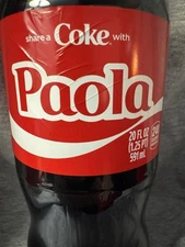 Share a Coke with  Paola  2025 Personalized Gift Coca~Cola Bottle 20oz Comb Ship