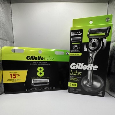 Gillette Labs Cartridge Razor 5-Blade w/ 9 Cartridges Black/Silver/Green