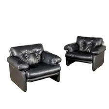 Vintage Coronado Armchairs Design Afra and Tobia Scarpa for C&B 1970s Leather