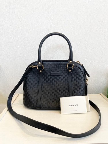 Gucci Micro Guccissima Leather Bag Shoulder Handbag Black