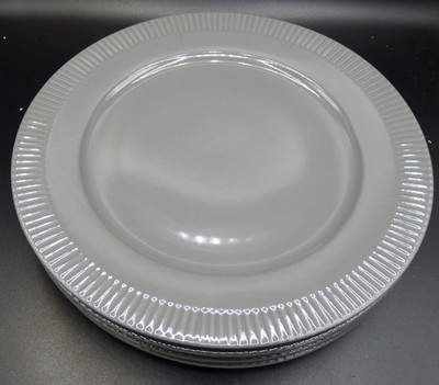 set of 4 Pillivuyt France Dark Gray Plisse 11  Dinner Plates 1818 VGC!!