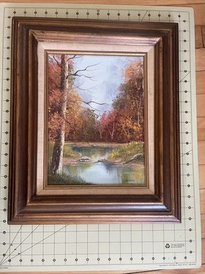Original Oil Painting Autumnal Forest Landscape Signed RUSSELL