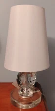 NWT STYLE CRAFT TABLE LAMP White Shade Cut Crystal Ball Lucite Base 13.25"T 