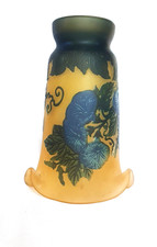 TULIPE VERRE GIVRE DECOR LISERON/VOLUBILIS - LUMINAIRE NON SIGNE GALLE