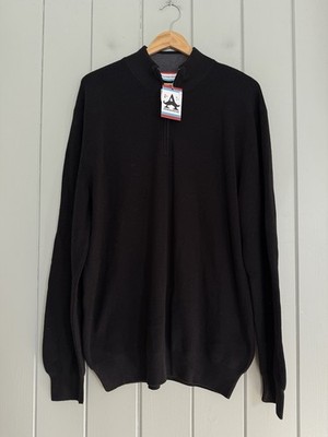 NWT American Heritage Quarter Zip Sweater XL Ribbed Zip Black Cotton New