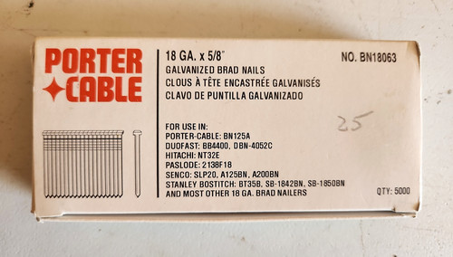 Porter Cable 18-Gauge 5/8" Brad Nails BN18063 Box (20 Slots)