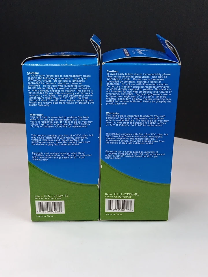  100w Warm White Bulb 2 Pack~9 Year Life/2700k Energetic Lighting 23w Equivalent - Image 3 of 4