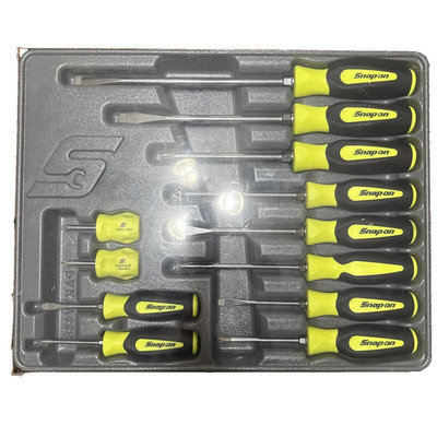 New Snap-on  Instinct Hi-Viz Yellow Soft Handled 12pc Screwdriver SET SGDX120BHV
