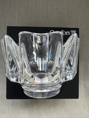 Orrefors Corona Crystal Bowl Lars Hellsten Sweden New In Box