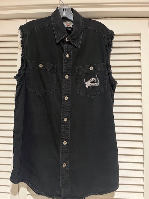 Vintage 2004 Harley Davidson Black Denim Sleeveless Shirt/Vest