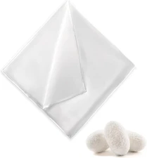 Mens White Silk Pocket Square - 100% Pure Silk Handkerchief 13.8 x 13.8