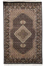 3x5' Quality Handmade Wool and Silk Mahii Tabriiz Rug BLACK #F-6797