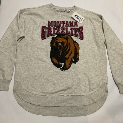Pressbox Women's Ash Montana Grizzlies  Fleece Pullover Sweatshirt Large