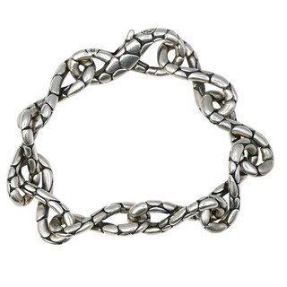 VINTAGE DESIGNER JOHN HARDY PEBBLE CHAIN LINK BRACELET STERLING SILVER 8"