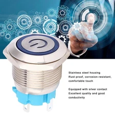 2pcs 12~24VDC Push Button Switch 19mm Round 4PIN Self Reset Switch