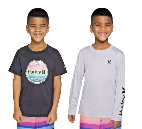 Boys Hurley Youth 2-pack Sun Tee, Black and Gray Size L (14/16)