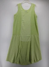 Citron Santa Monica Dress Women XL Green Midi A-Line Embossed Floral Art VGT *