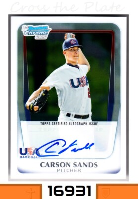 1-2011 BOWMAN DRAFT USA 16U NAT TEAM AUTO CARSON SANDS CUBS CARD#AA-CS