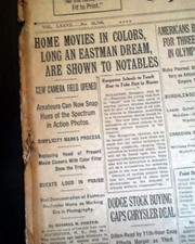 GEORGE EASTMAN Kodak Camera Color Film Home Movies Demonstration 1928 Newspaper