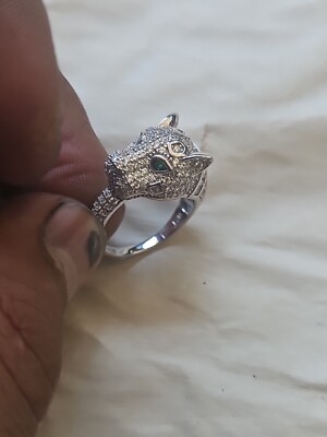 Fzn Sterling Silver Multi Stones Jaguar Head Ring Very Beautiful