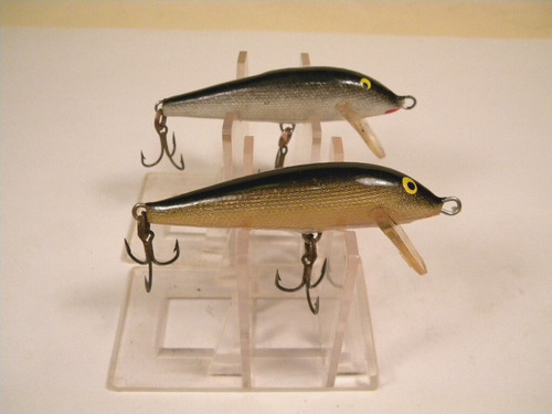 2 Vintage Rapala CD7 Count Down minnow Silver Gold Finland wood crankbait lure