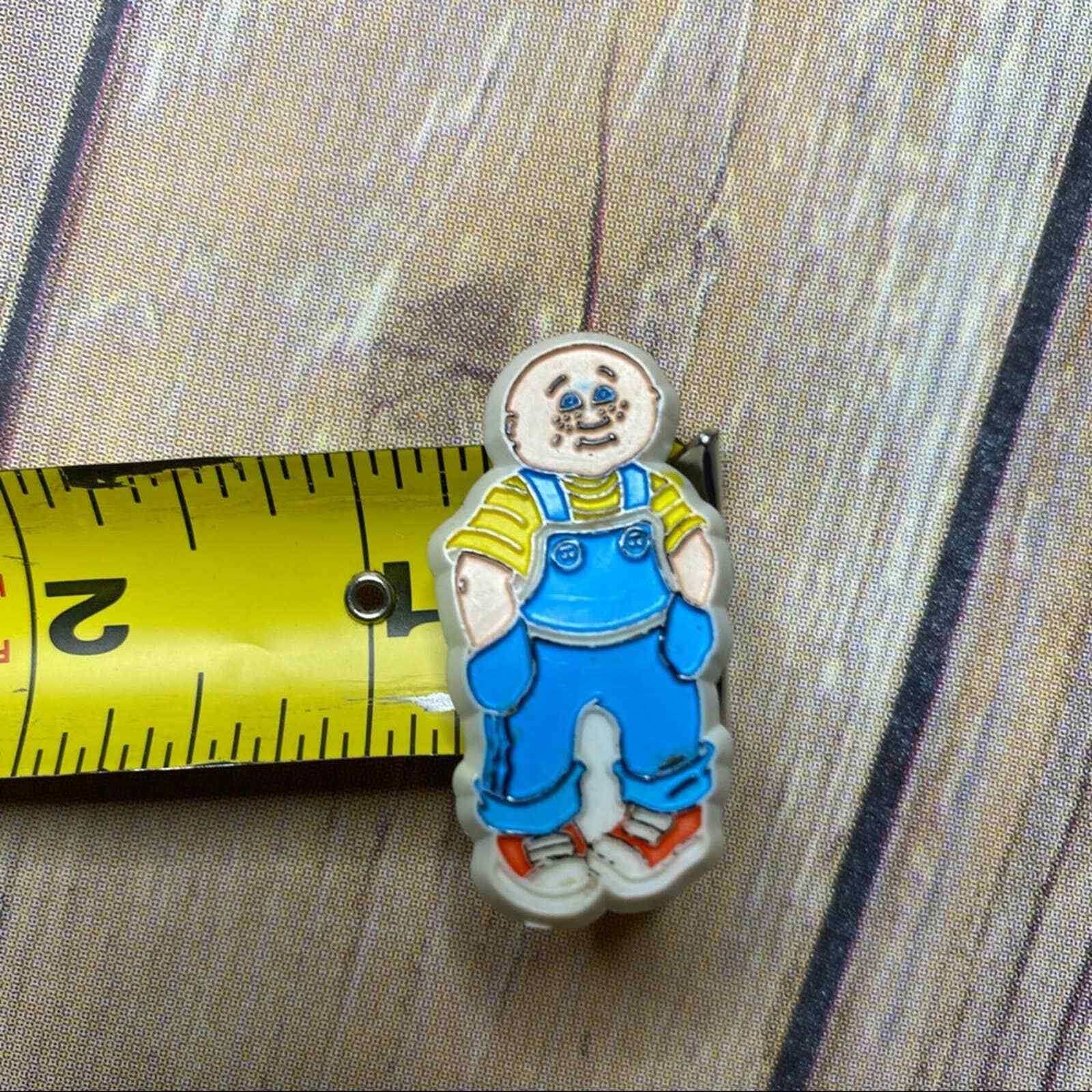 Vintage Cabbage Patch Pin Brooch Plastic 1983 Kids Toys Little Boy Overalls