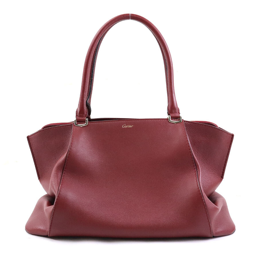Cartier バーガンディ レザー バッグ Carlier バーガンディ バッグ