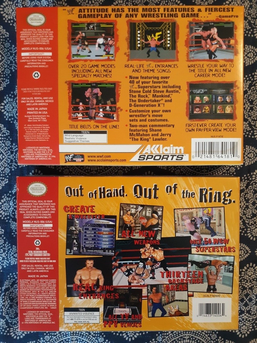 NINTENDO 64 - N64★WWF ATTITUDE 海外版 北米版 端子清掃済 ポスター付 Amazon.com: WWF Attitude : Video Games