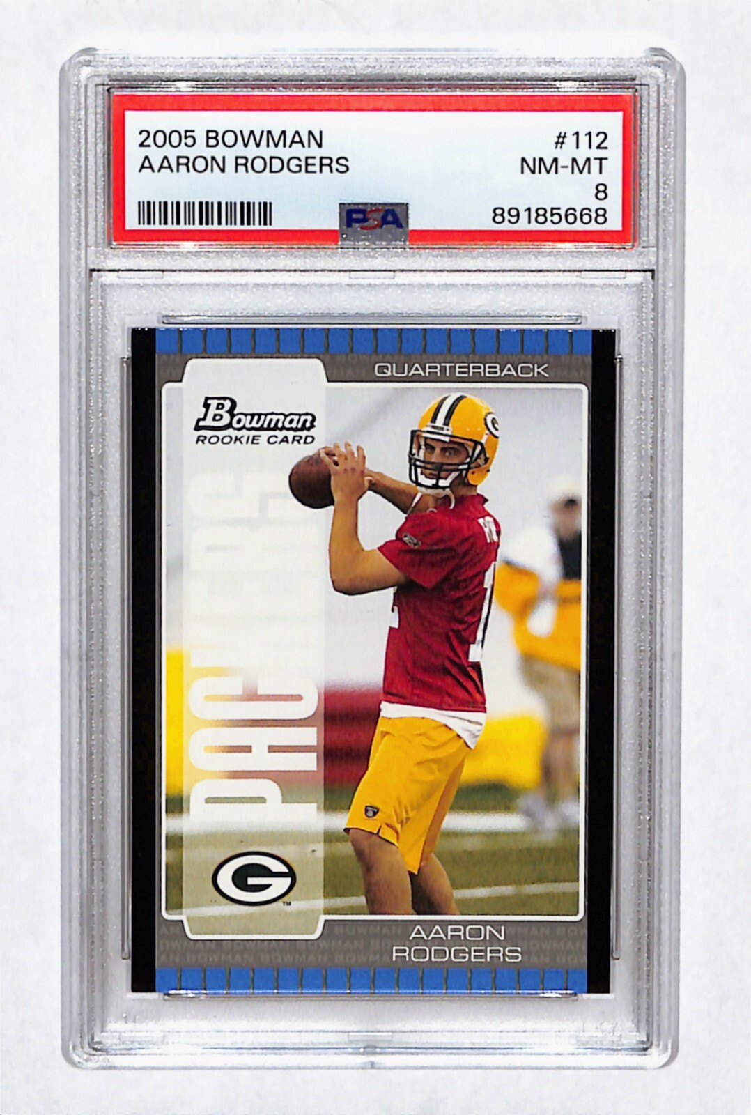 2005 Bowman AARON RODGERS #112 ROOKIE CARD PSA GRADED NM-MT 8 PACKERS / JETS