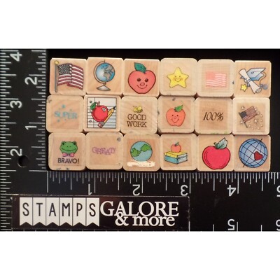 HERO ARTS RUBBER STAMPS XS MINI SET 18 SCHOOL APPLE GOOD WORK GRADUATION #1617