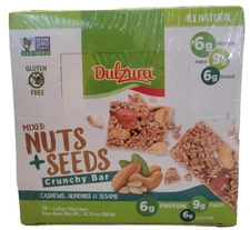Dulzura All Natural Mixed Nuts + Seeds Crunchy Bars PK-16 GLUTEN FREE NON GMO