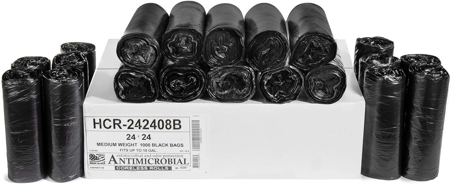 Cost-Effective High Density Garbage Bags, 10 Gallon, 1000 Count - Made in USA