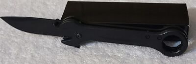 WRENCH MULTI TOOL SPRING ASSISTED POCKET KNIFE WITH BELT CLIP ( BLACK )