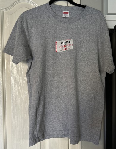 Supreme Ludens Cough Drops Box Logo Cherry Grey T-Shirt Men's Medium