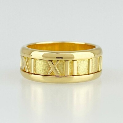 TIFFANY & Co. Atlas 18K Gold 7mm Wide Numeric Ring 5 | eBay