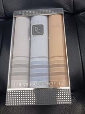 New, 3 Pack Paris Classic Multicolored Men's Cotton Handkerchiefs, 16x16