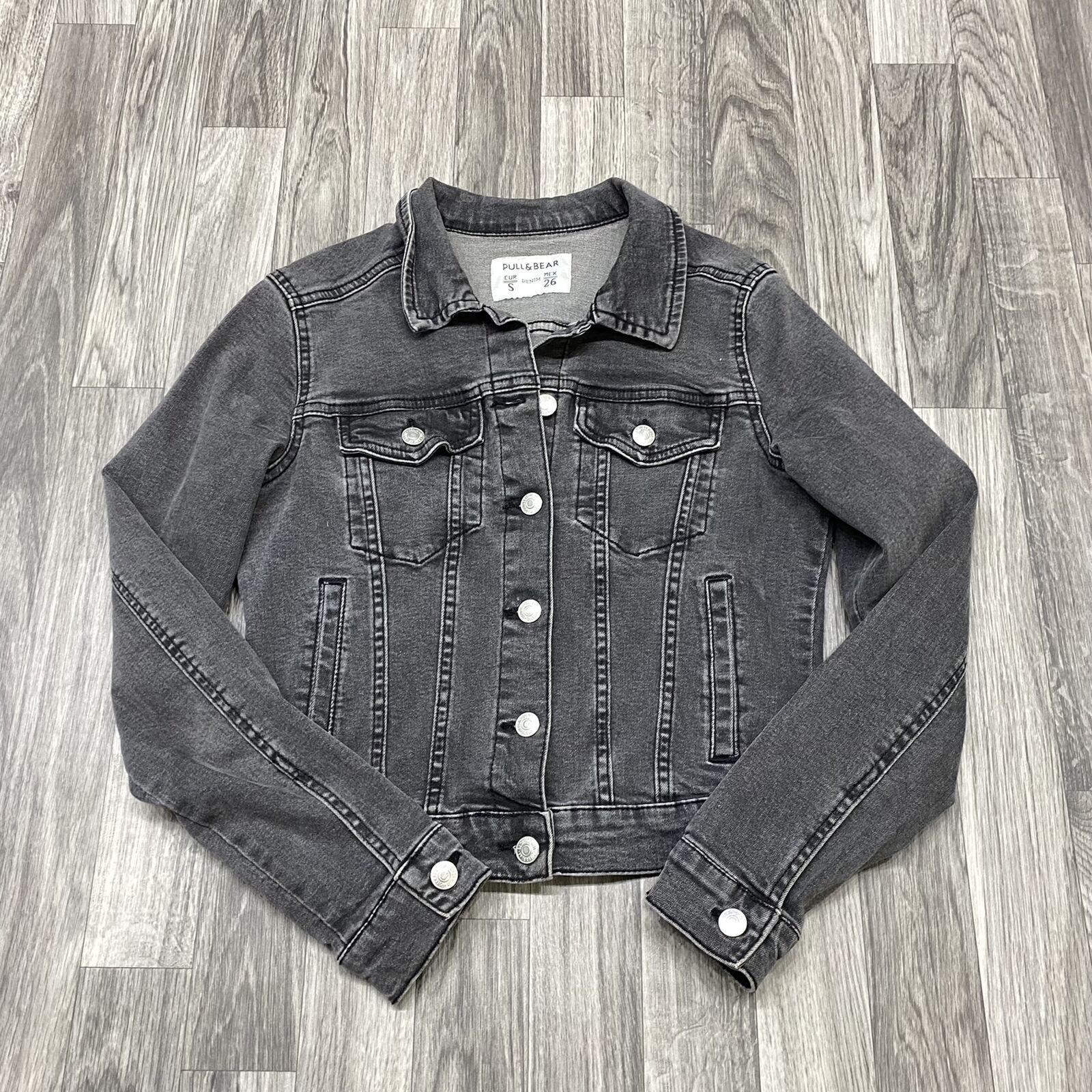 PULL & BEAR Button Down Collared Black Denim Jean… - image 5