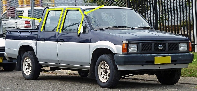 Carrocería rígida delantera trasera para Nissan D21 VENTANA DE VIDRIO canal fieltro funcionamiento sello de goma Foto 2 de 4