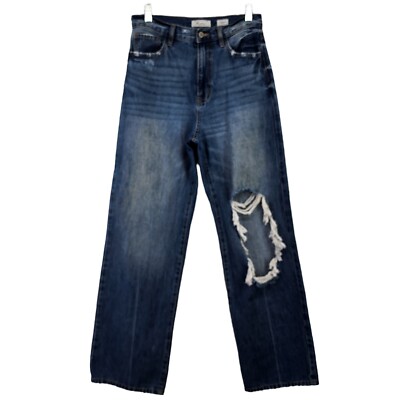 KanCan High Waisted Wide Leg Distressed Jeans Medium Wash  VBK1922S Size 26