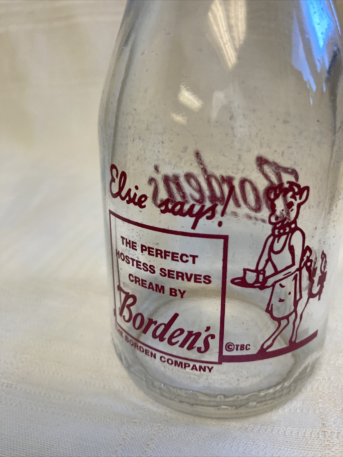 Vintage Half Pint Milk Bottle Bordens Dairy Elsie Cow Borden Borden's