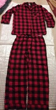 Wondershop Mens Pajama Set size large Long Sleeve 1 Pocket Blk/Red Plaid