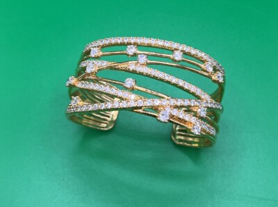 HSN Gold Tone Clear Crystal Cuff 7